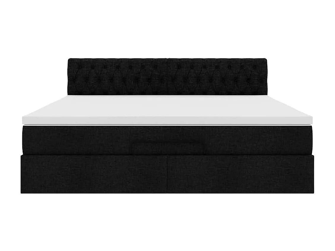 Estrutura de cama otomana com colchão 180x200 cm tecido preto