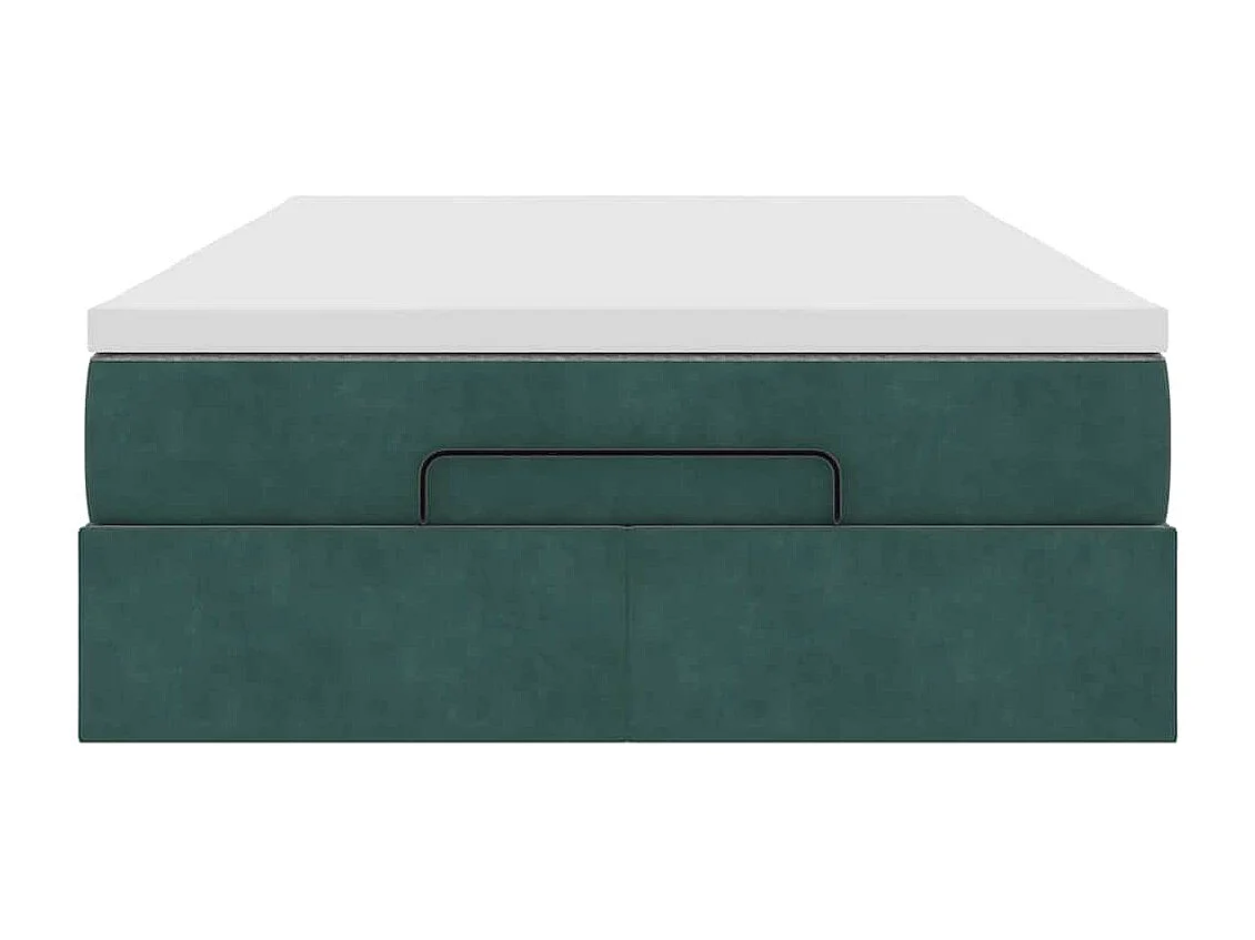 Cadre de lit ottoman avec matelas vert foncé 120x190 cm velours