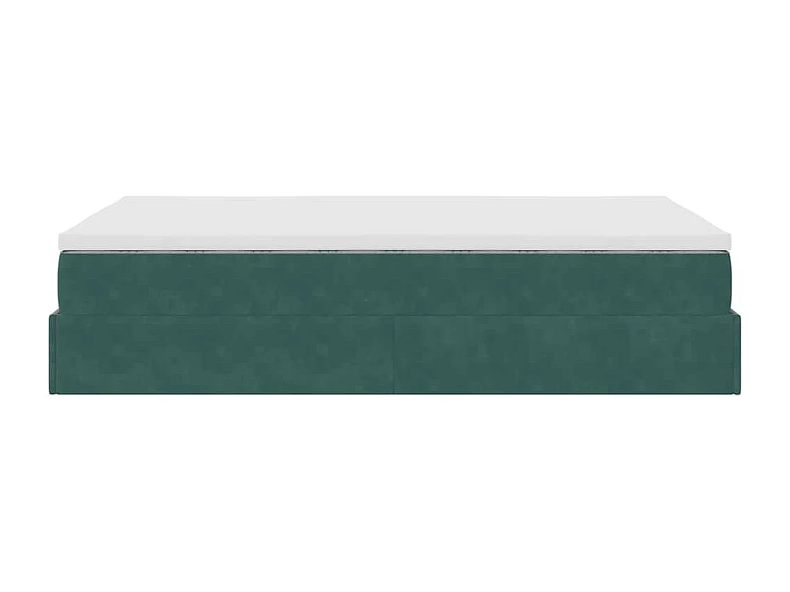 Cadre de lit ottoman avec matelas vert foncé 120x190 cm velours