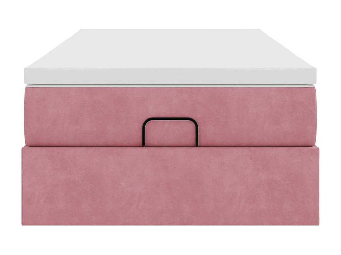 Cadre de lit ottoman avec matelas rose 100x200 cm velours