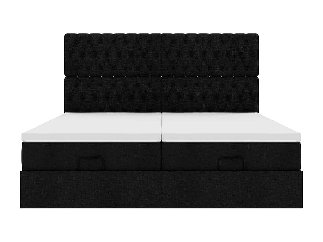 Cadre de lit ottoman avec matelas noir 200x200cm tissu