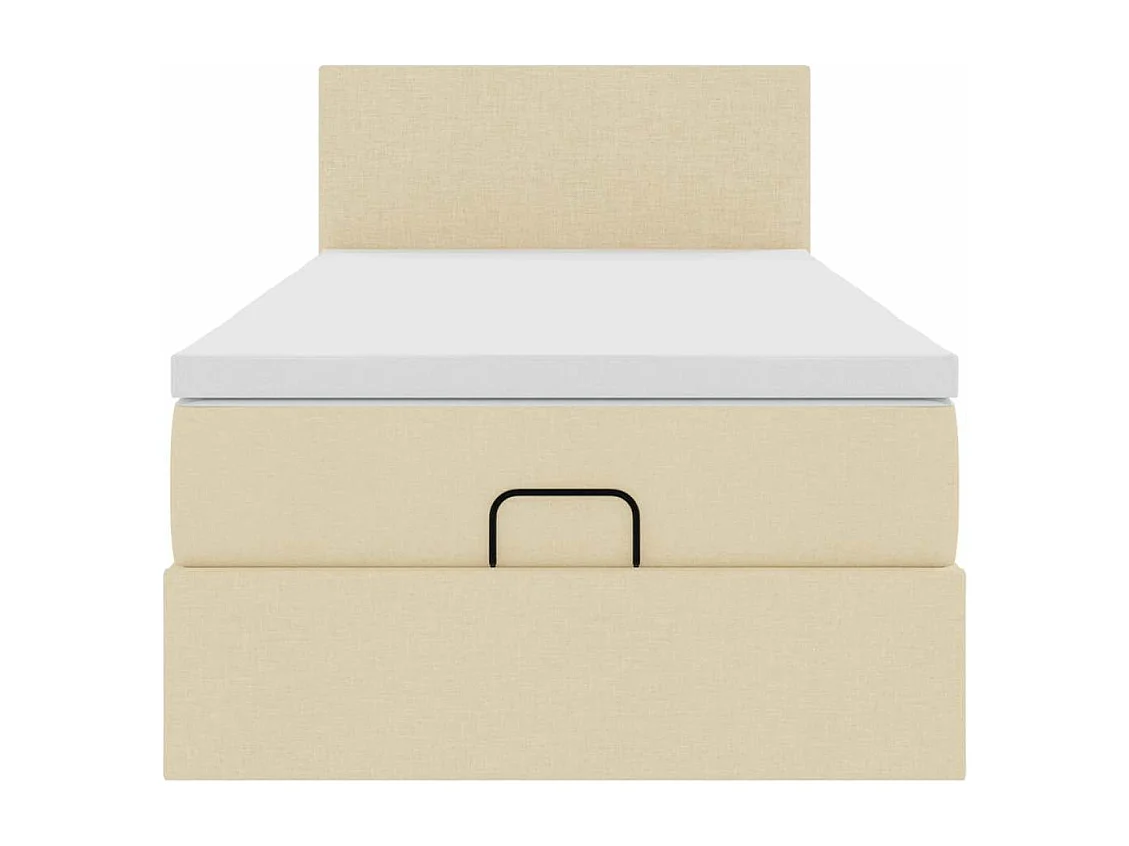 Cadre de lit ottoman avec matelas crème 80x200 cm tissu