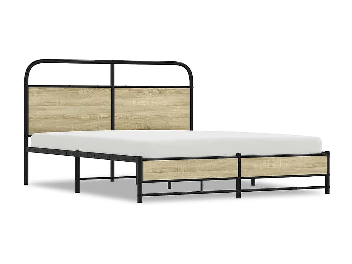 Estructura de cama sin colchón 150x200 cm madera roble Sonoma