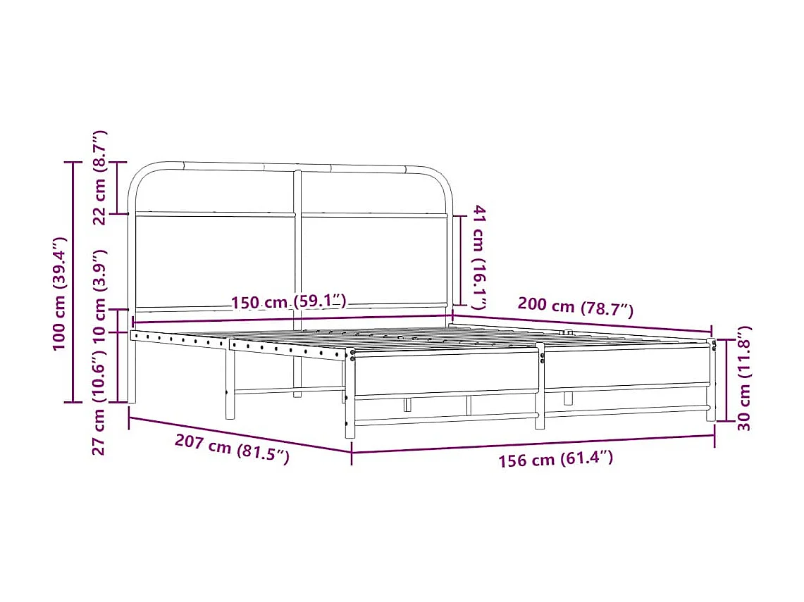 Cadre de lit sans matelas 150x200 cm chêne sonoma