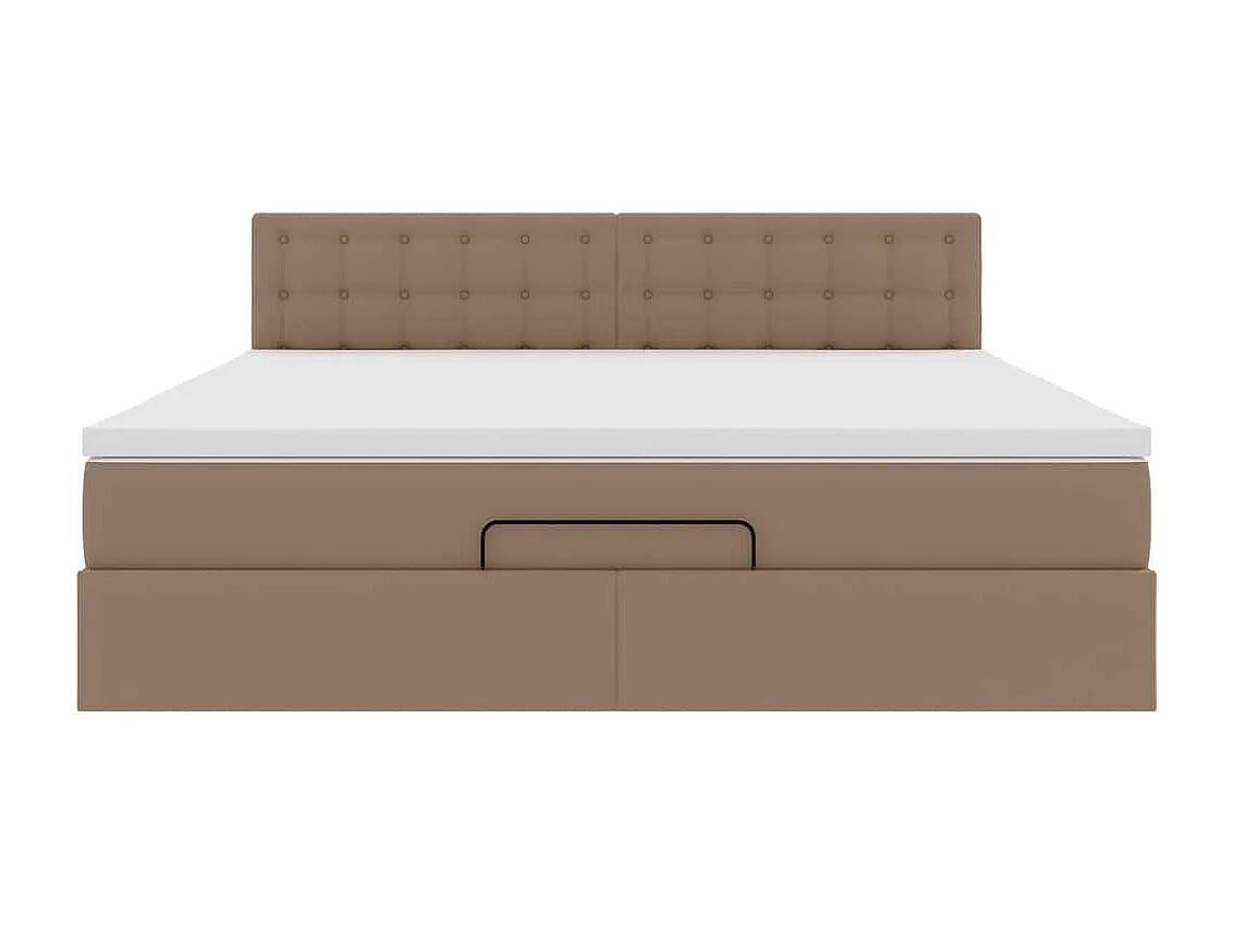 Estructura cama otomana colchón capuchino cuero sintético