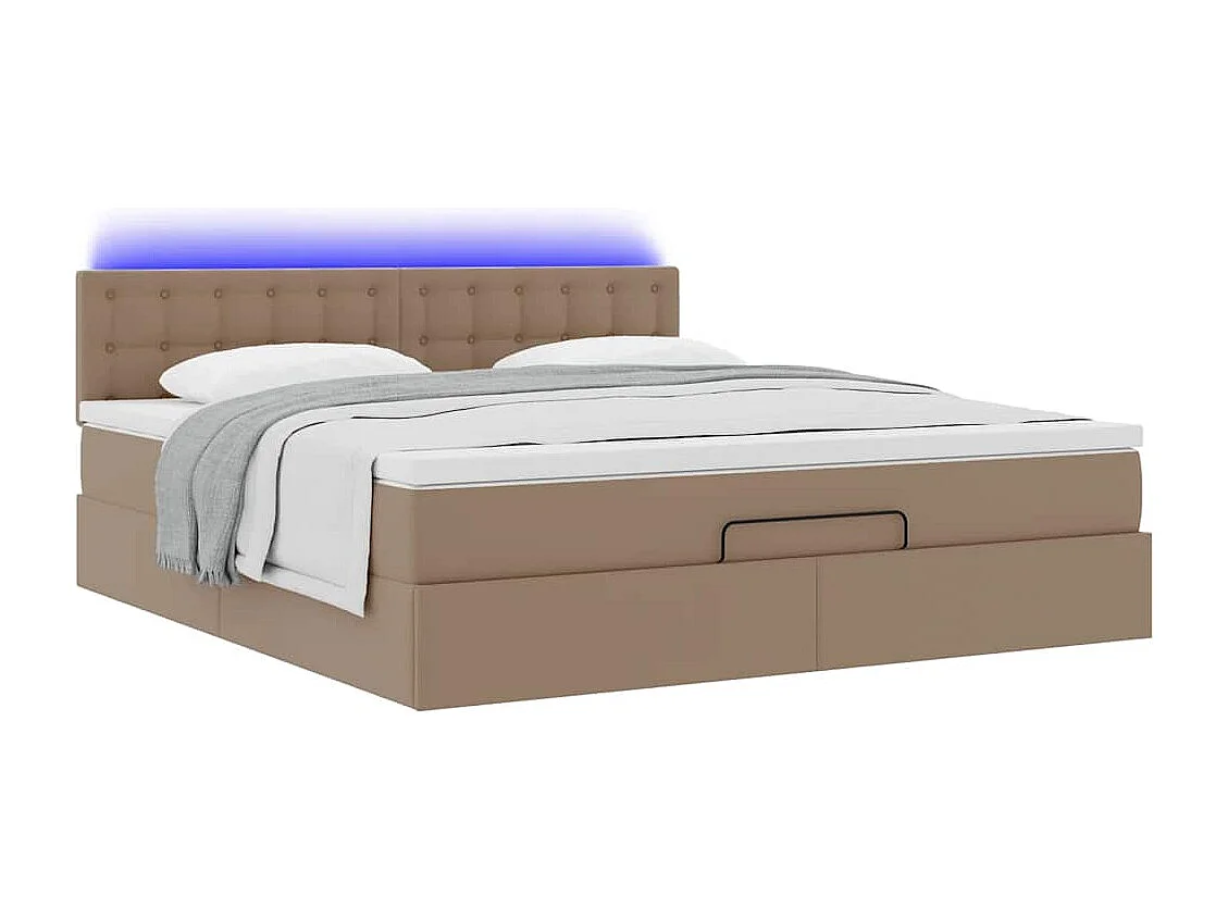Cadre de lit ottoman et matelas cappuccino 160x200cm similicuir