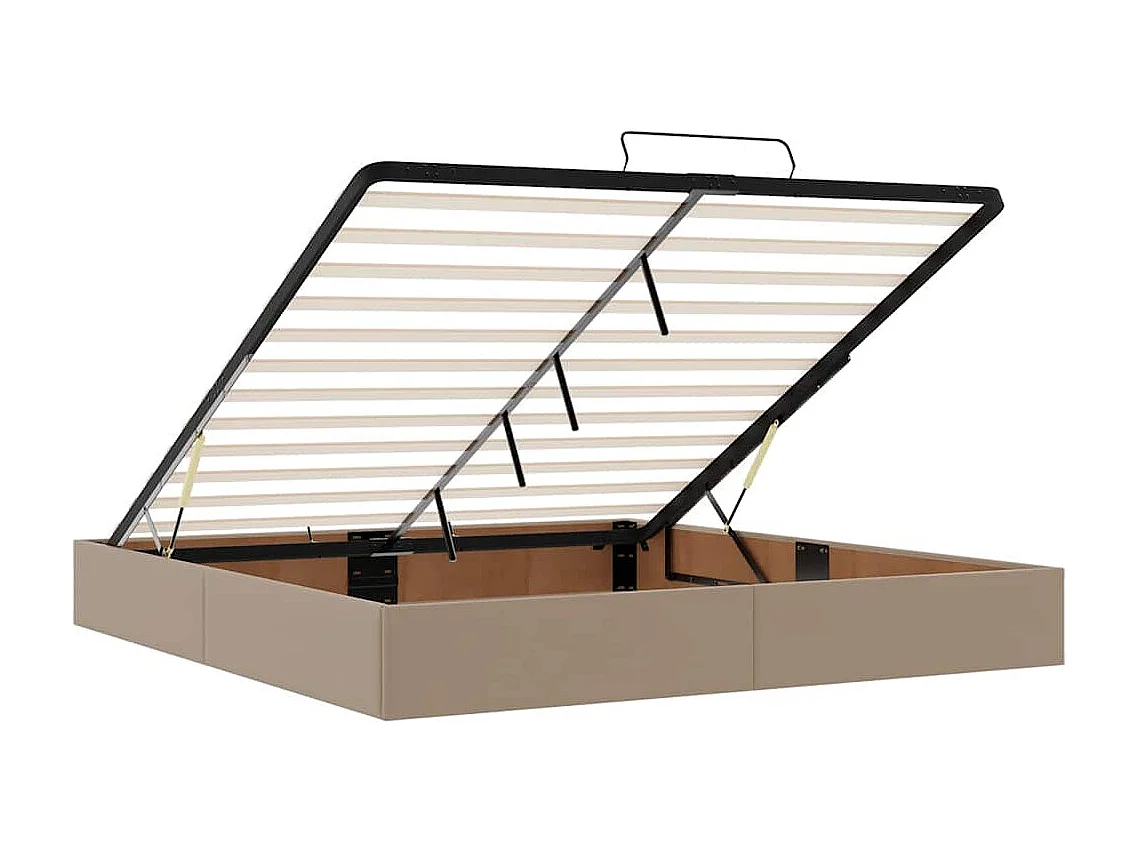 Cadre de lit ottoman et matelas cappuccino 160x200cm similicuir