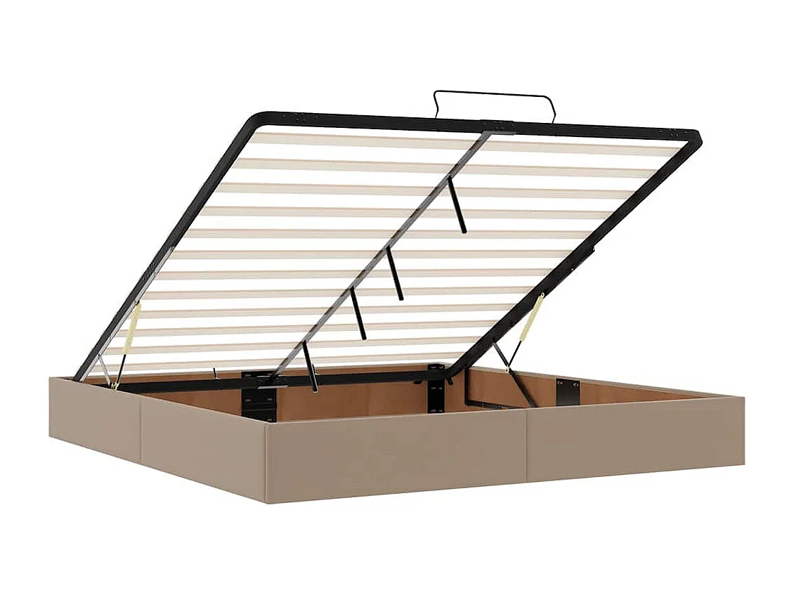 Cadre de lit ottoman et matelas cappuccino 160x200cm similicuir