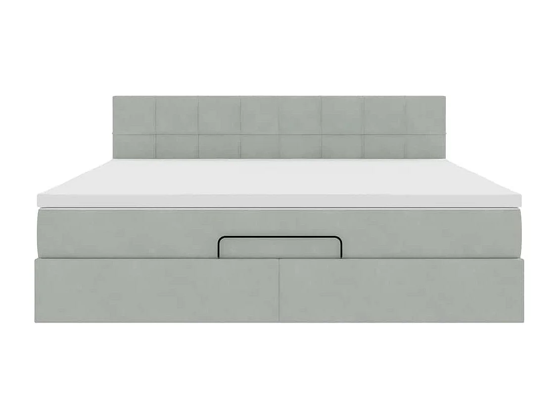 Ottoman bed met matras 160x200cm fluweel lichtgrijs