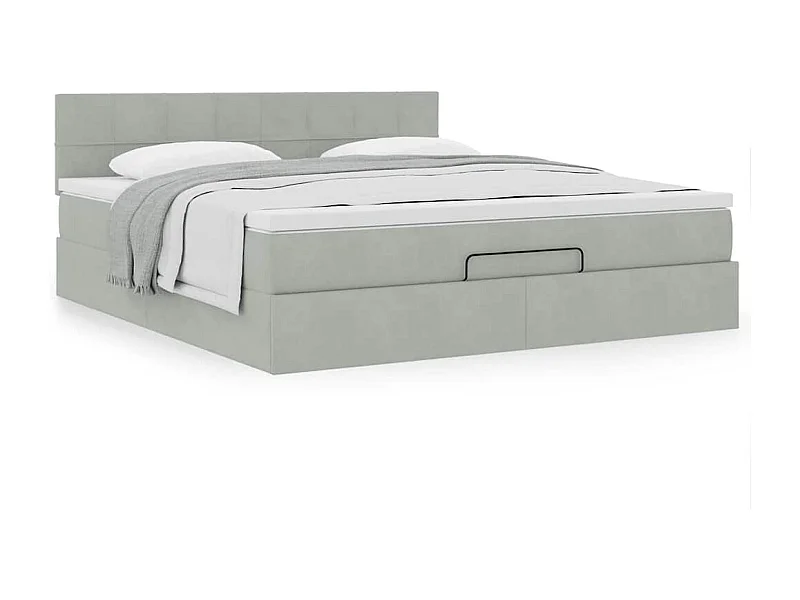 Ottoman bed met matras 160x200cm fluweel lichtgrijs