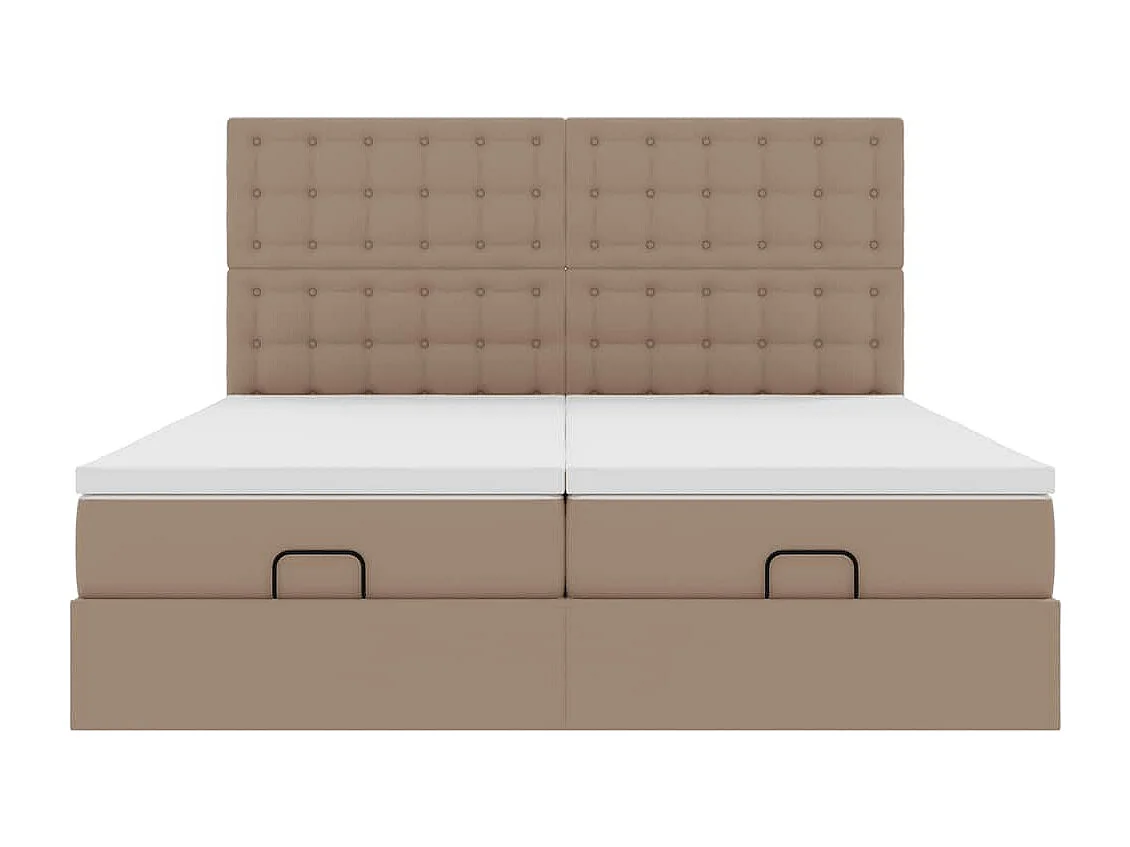 Cadre de lit ottoman et matelas cappuccino 180x200cm similicuir