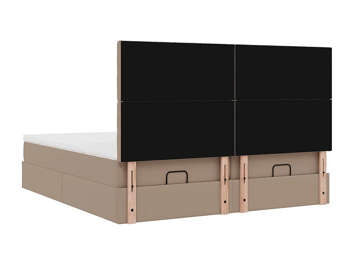 Cadre de lit ottoman et matelas cappuccino 180x200cm similicuir