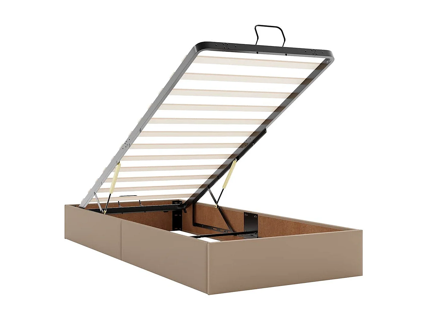 Cadre de lit ottoman et matelas cappuccino 180x200cm similicuir