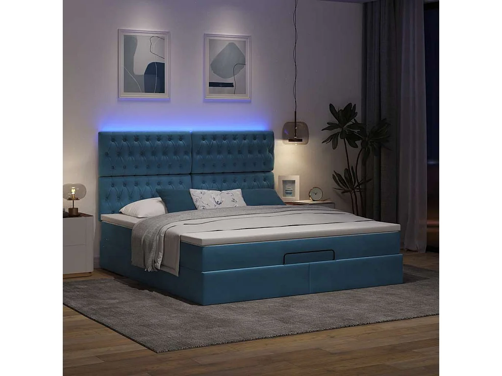 Ottoman bed met matrassen en LED's 160x200cm fluweel