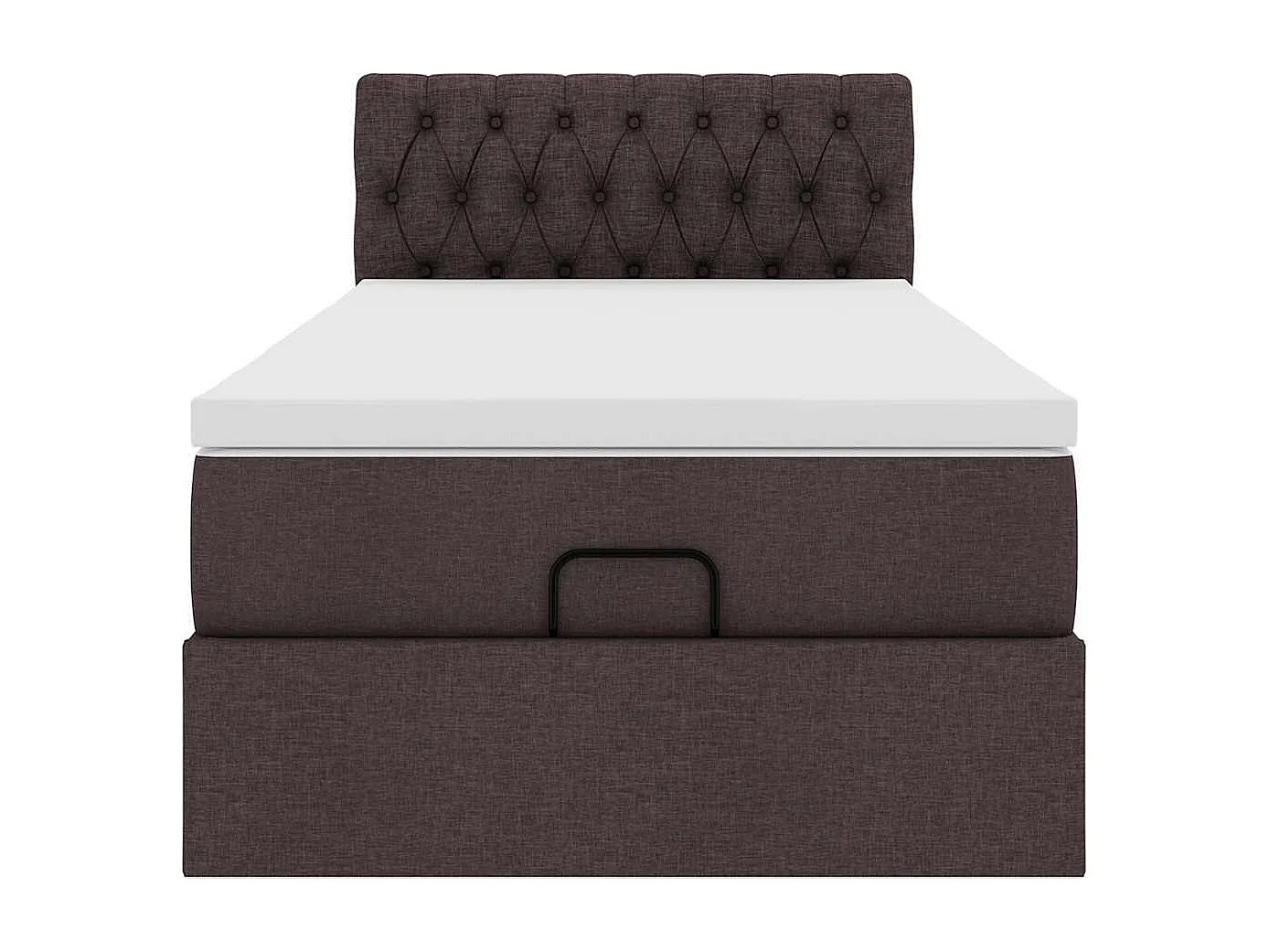 Cadre de lit ottoman avec matelas marron foncé 80x200 cm tissu