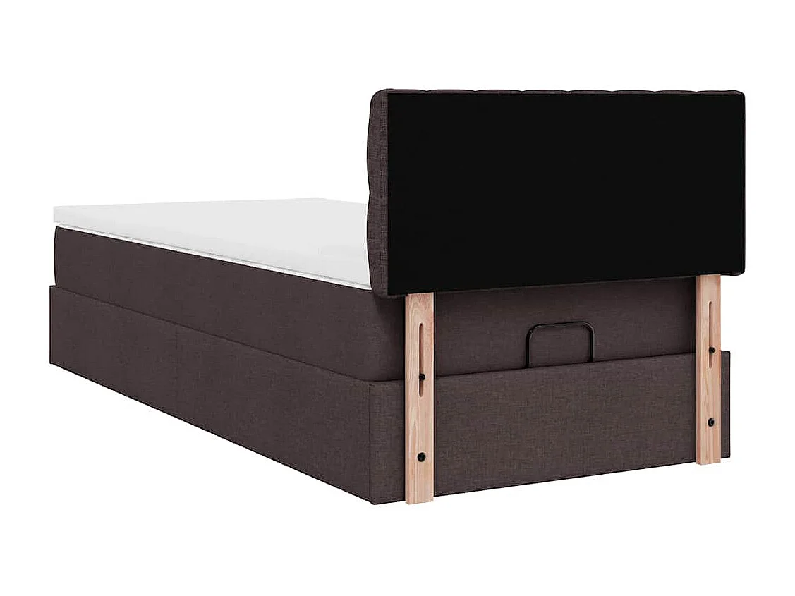 Cadre de lit ottoman avec matelas marron foncé 80x200 cm tissu