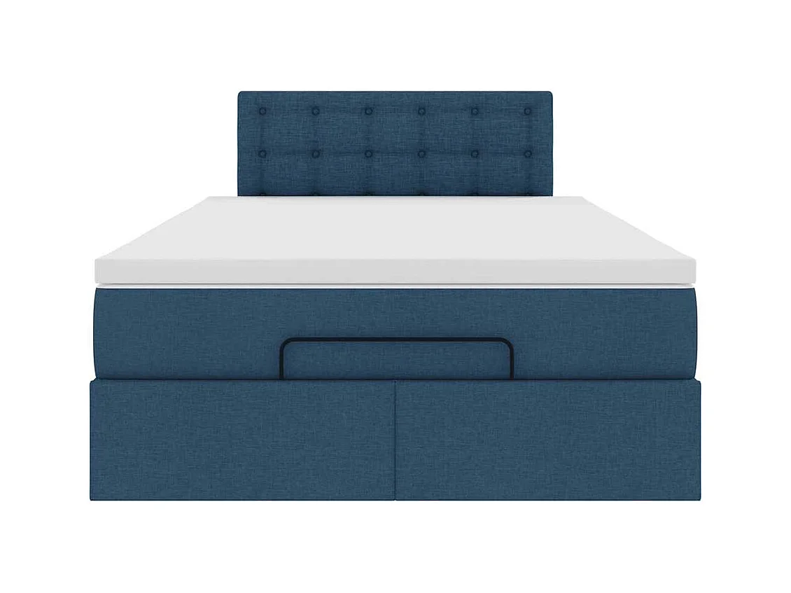 Cadre de lit ottoman avec matelas bleu 120x190 cm tissu