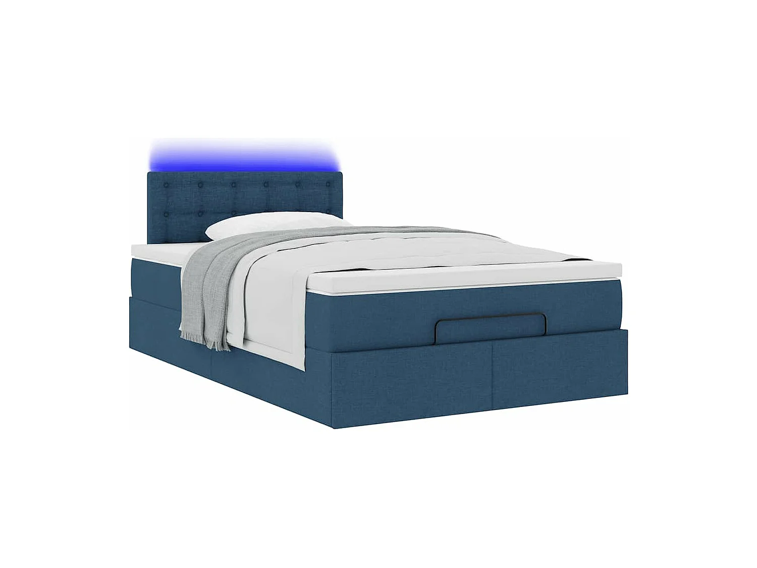 Estrutura de cama otomana com colchão 120x190 cm tecido azul