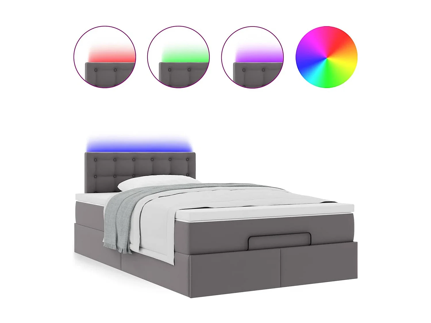 Cadre de lit ottoman avec matelas gris 120x200 cm similicuir