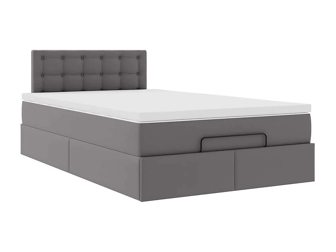 Cadre de lit ottoman avec matelas gris 120x200 cm similicuir