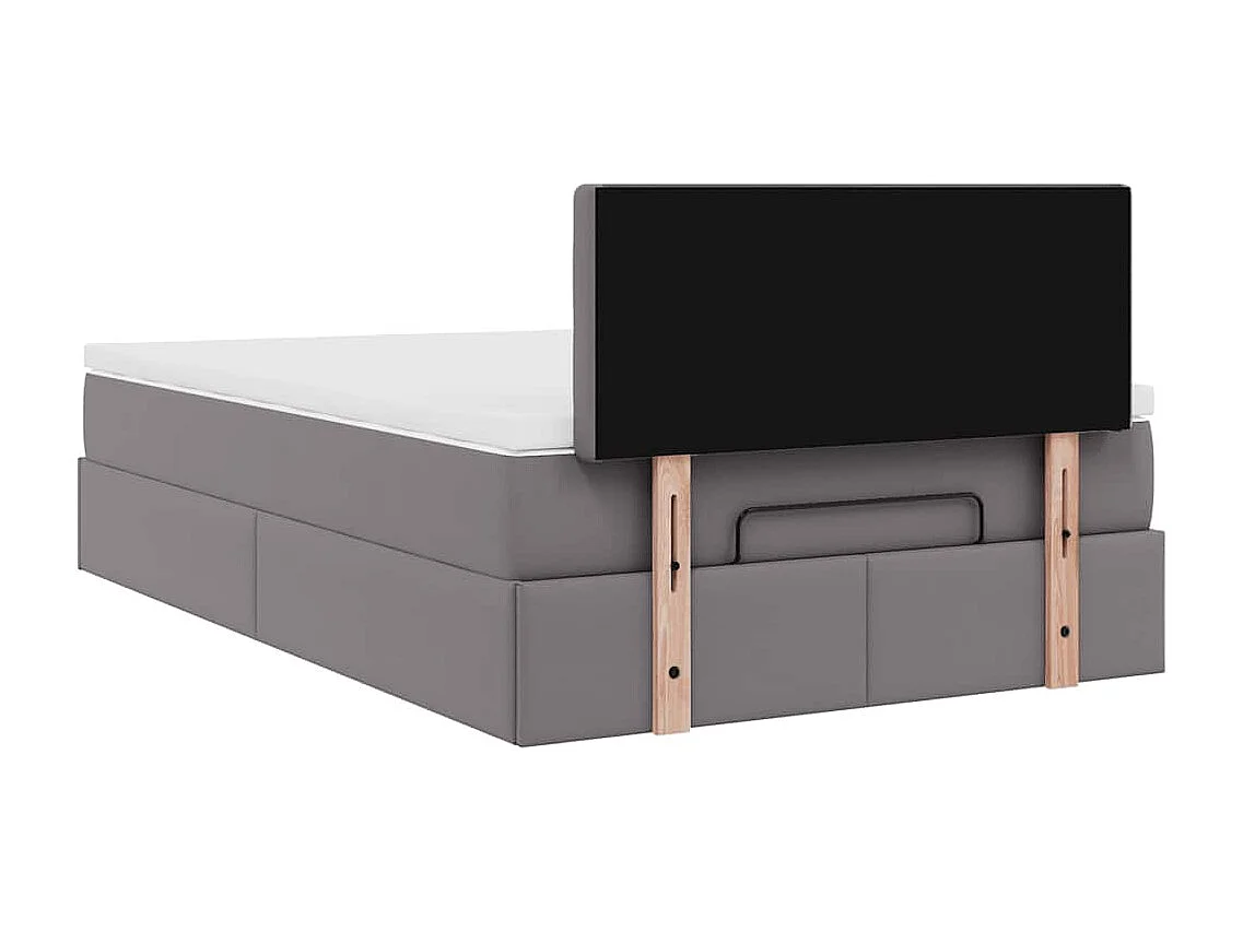 Cadre de lit ottoman avec matelas gris 120x200 cm similicuir