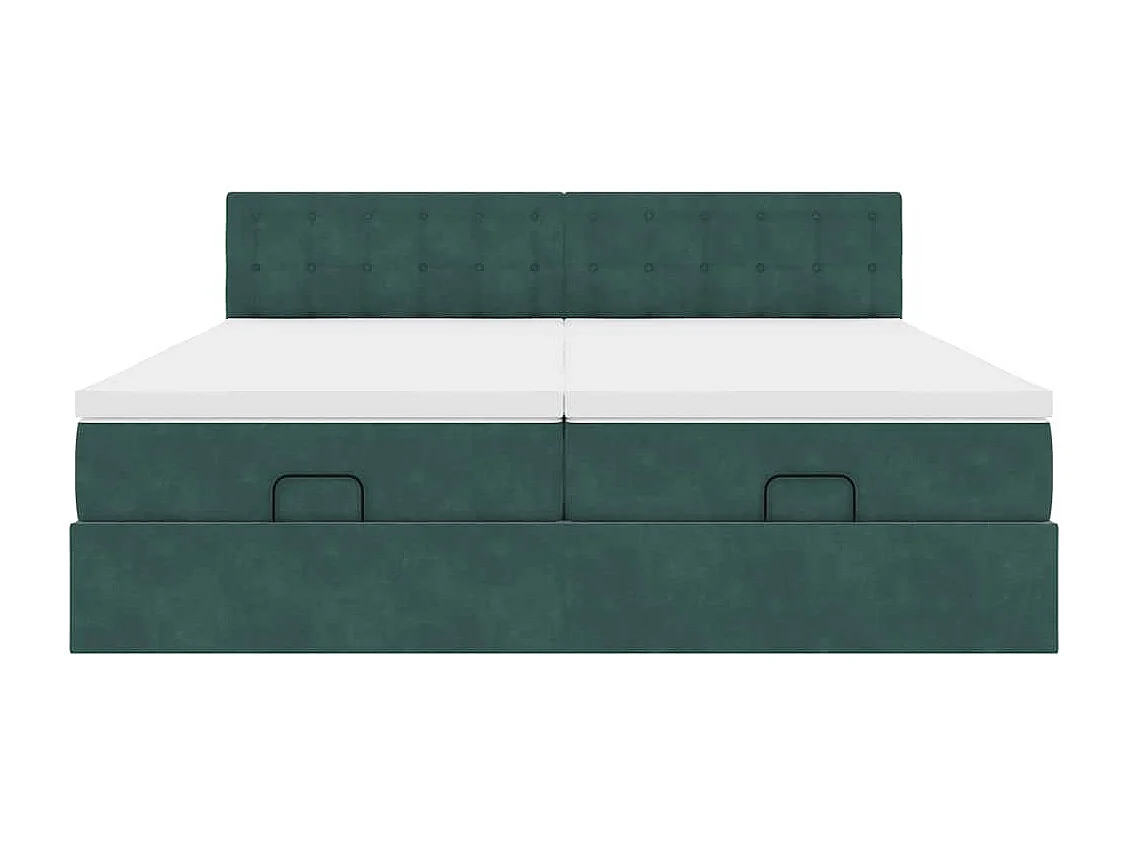 Cadre de lit ottoman avec matelas vert foncé 180x200cm velours