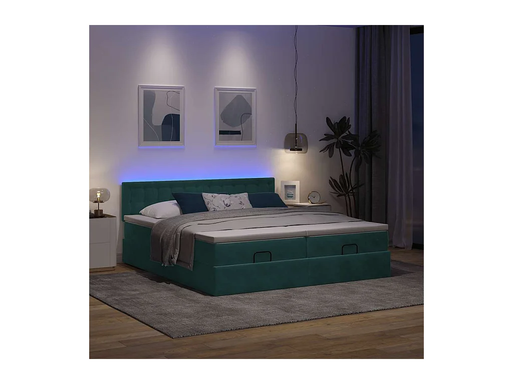 Ottoman bed met matrassen en LED's 180x200cm fluweel