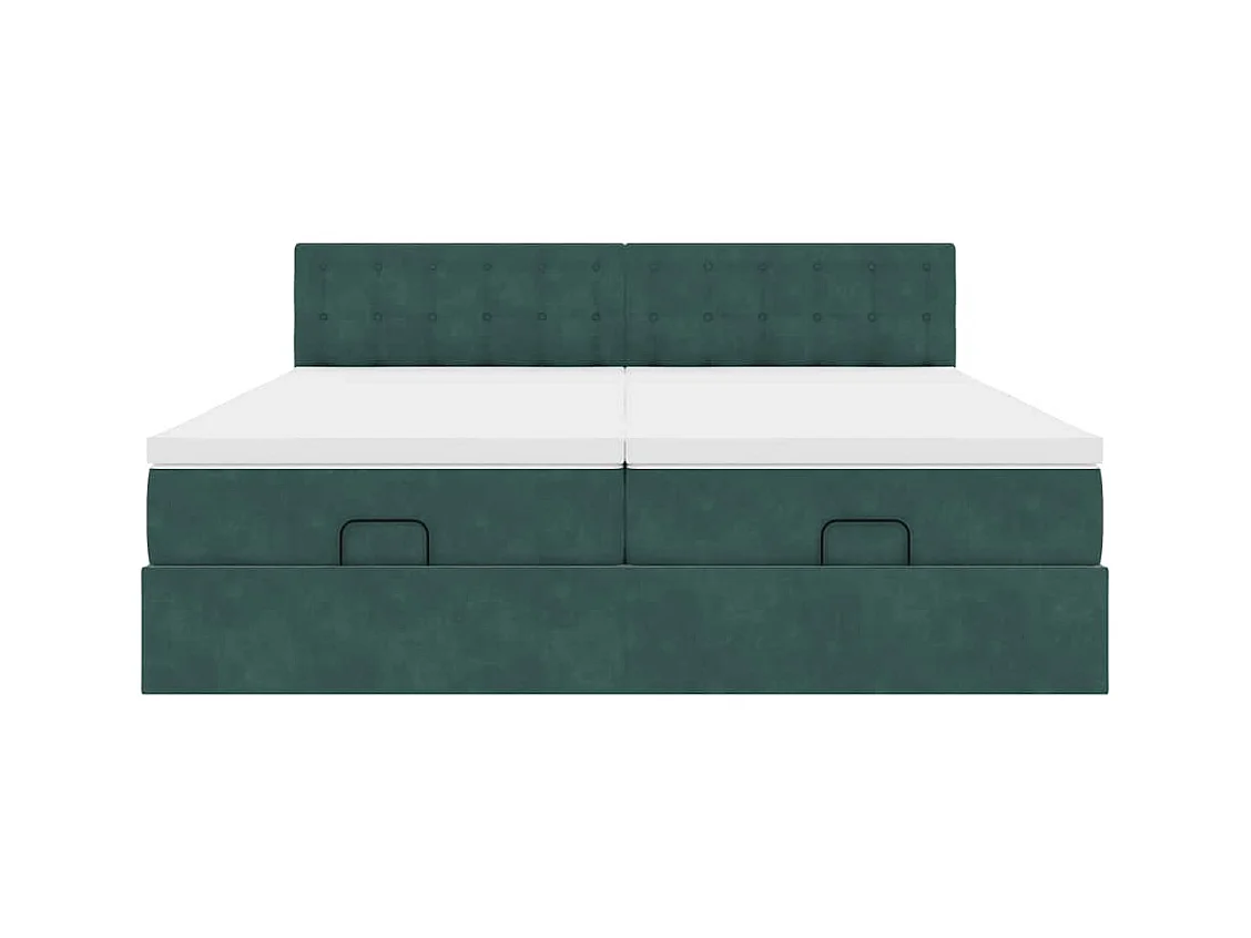 Cadre de lit ottoman avec matelas vert foncé 180x200cm velours