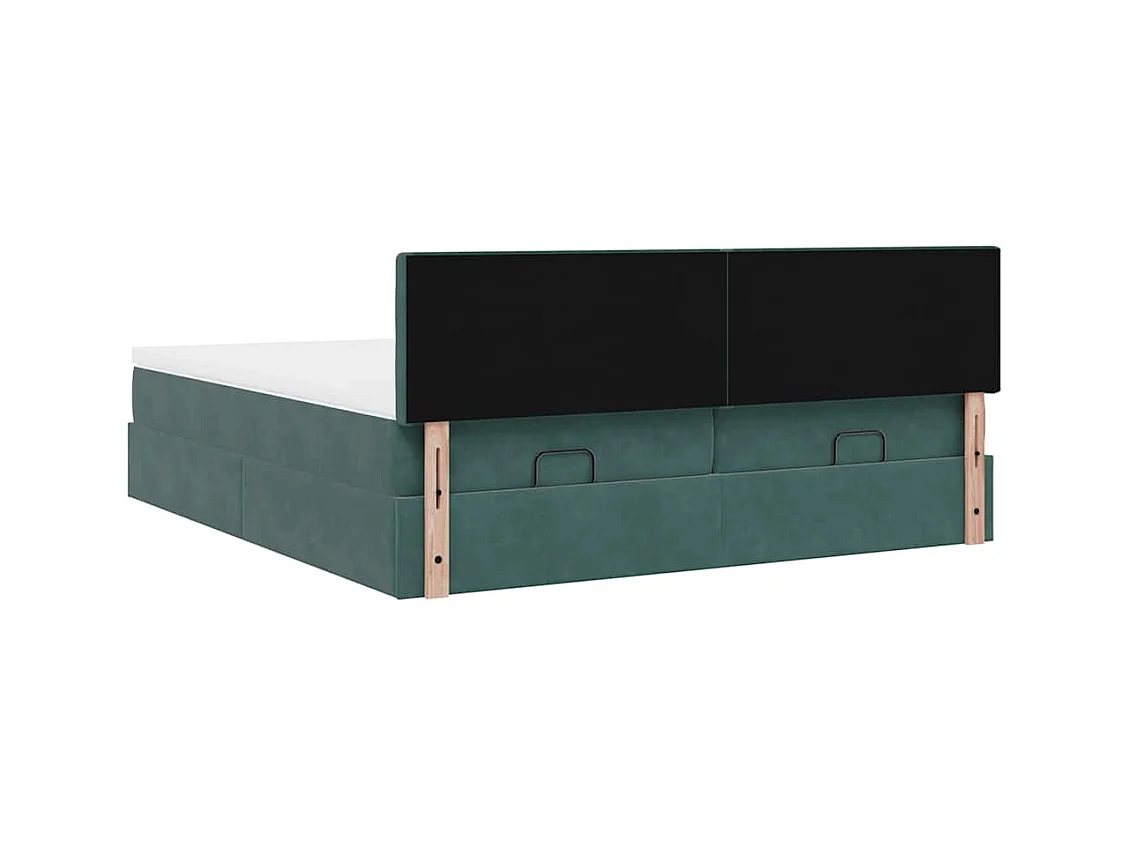 Cadre de lit ottoman avec matelas vert foncé 180x200cm velours