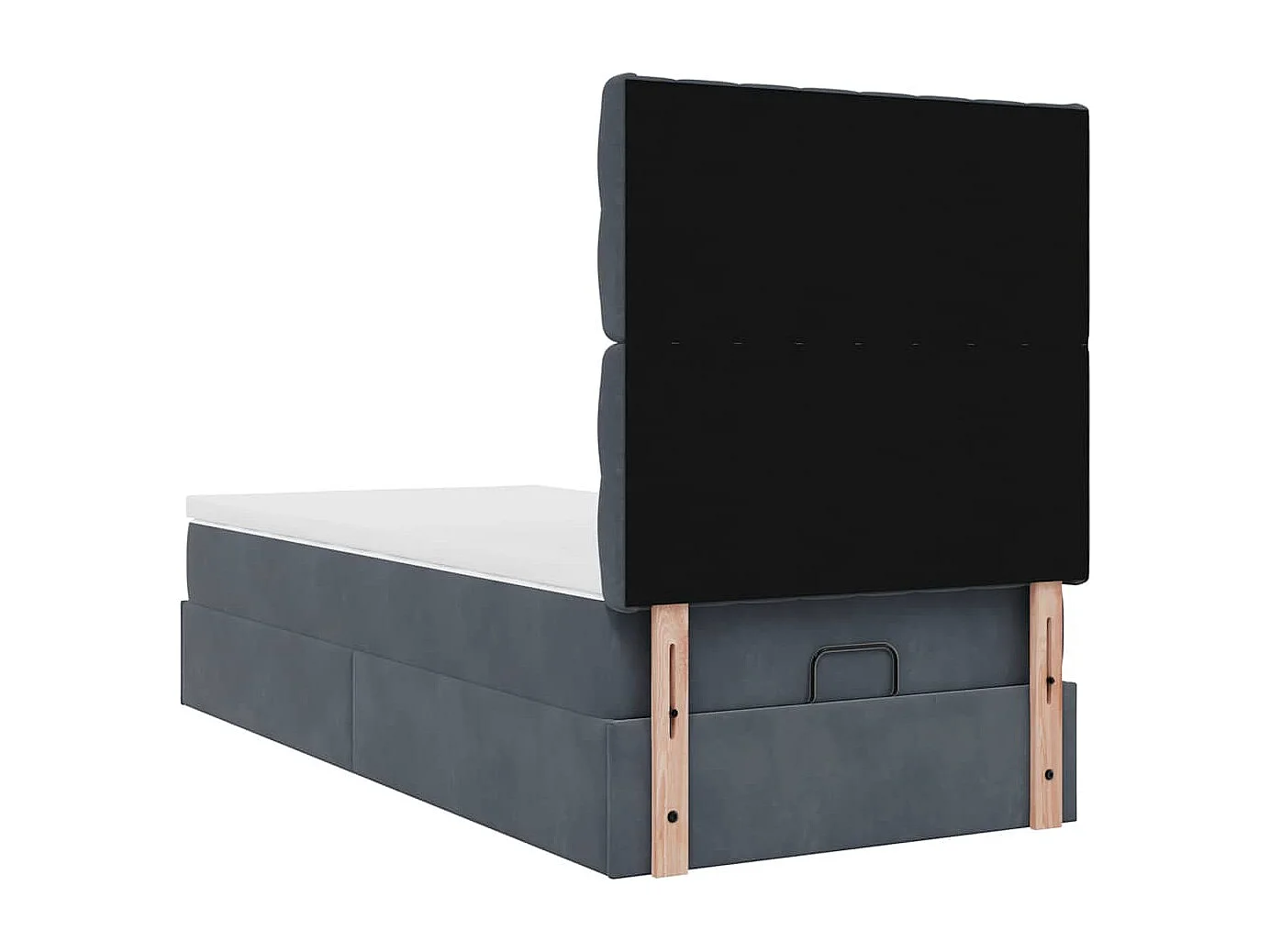 Cadre de lit ottoman avec matelas gris foncé 90x190 cm velours