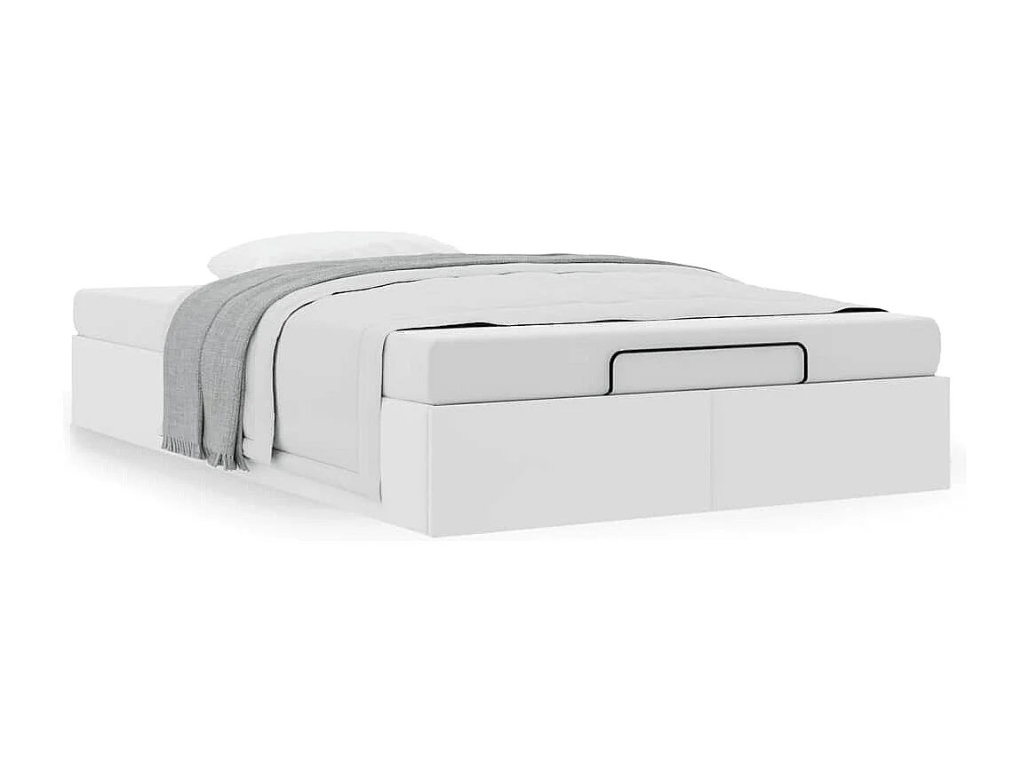 Cadre de lit ottoman sans matelas blanc 120x200 cm similicuir