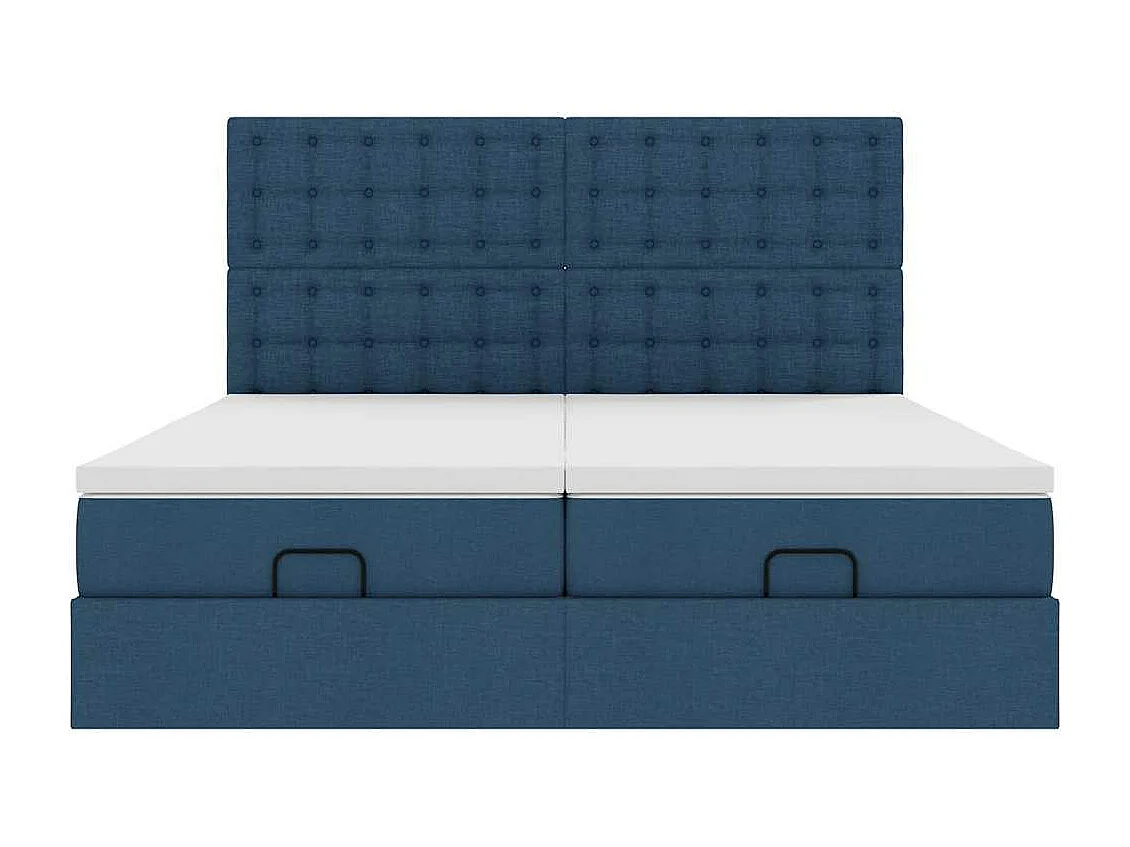 Cadre de lit ottoman avec matelas bleu 180x200 cm tissu