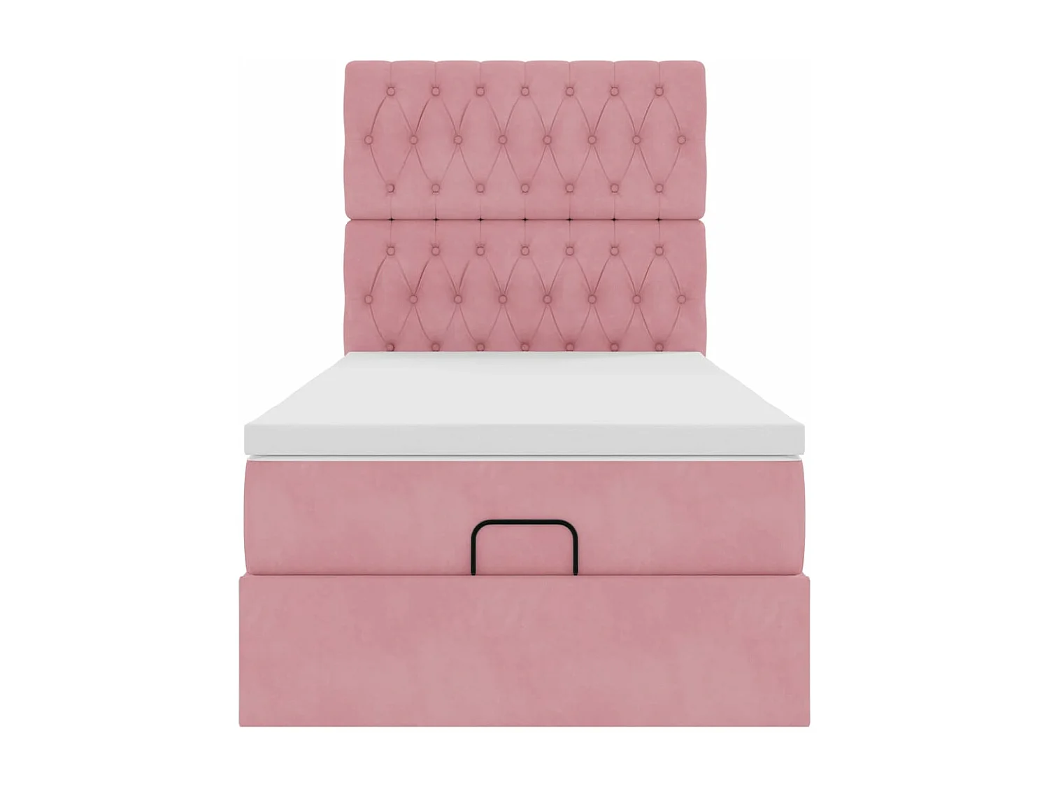 Cadre de lit ottoman avec matelas rose 90x200 cm velours
