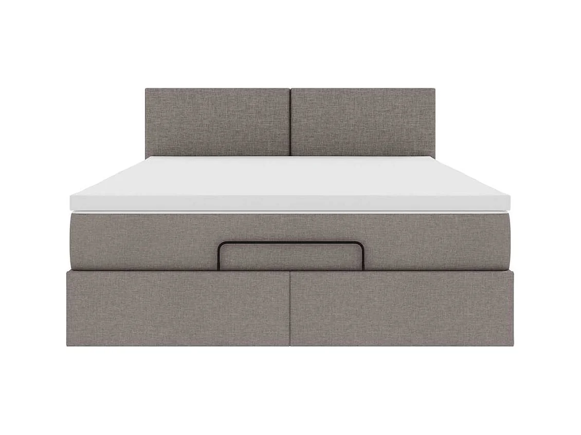 Estrutura de cama otomana com colchão tecido cinzento 140x200cm