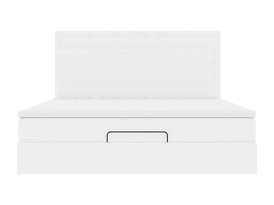 Estructura cama otomana colchón cuero sintético blanco