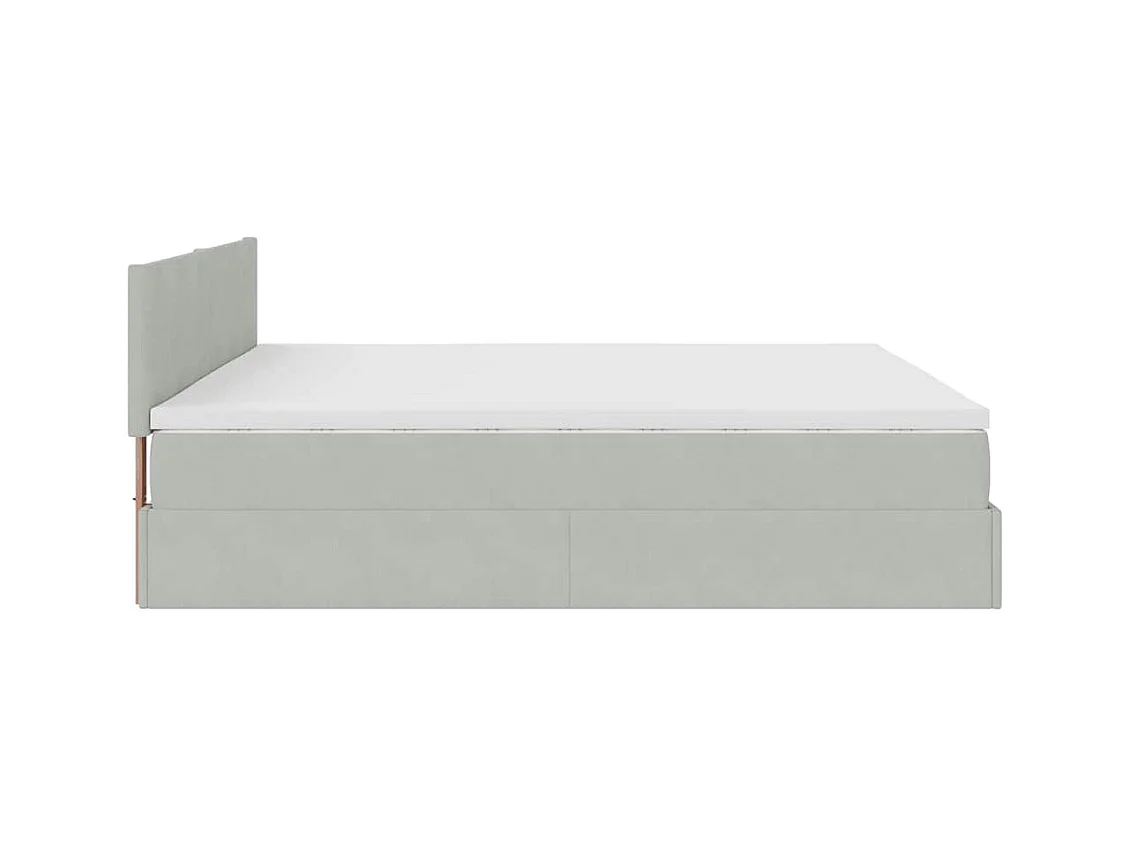 Cadre de lit ottoman avec matelas gris clair 180x200 cm velours