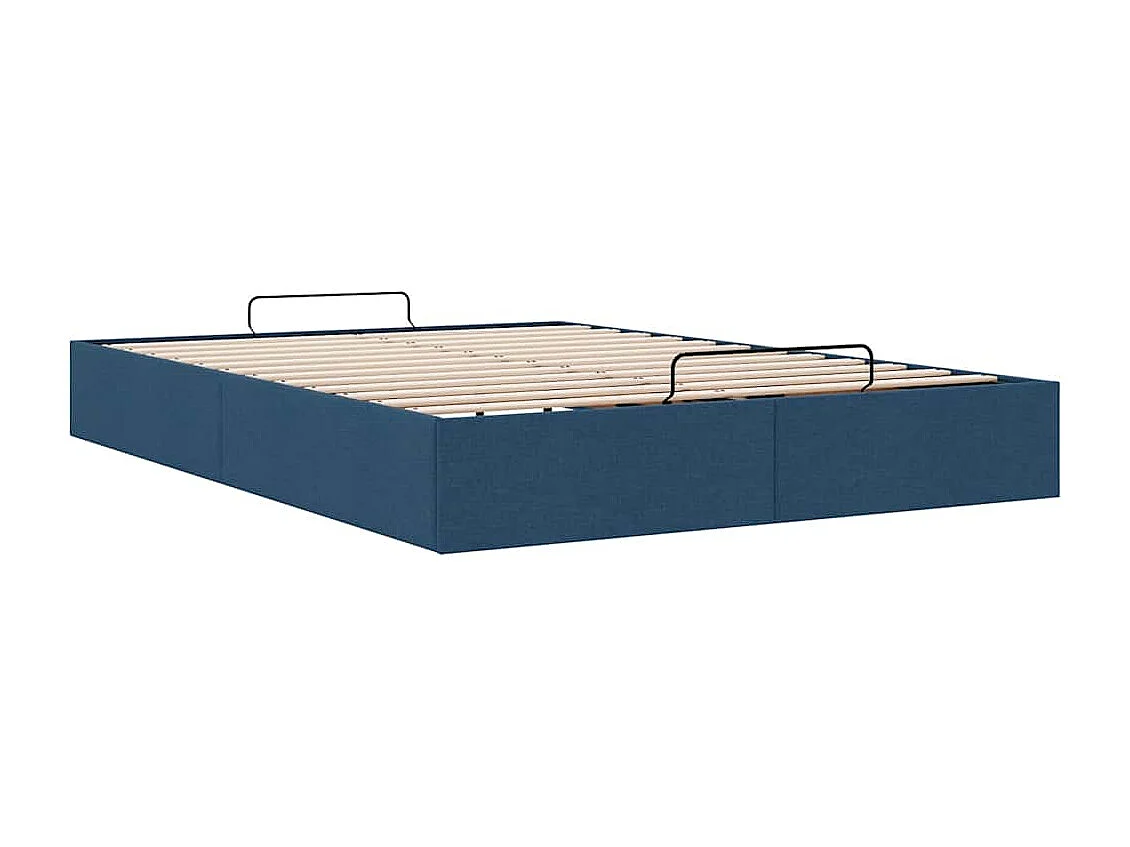Estructura de cama otomana sin colchón tela azul 140x190cm