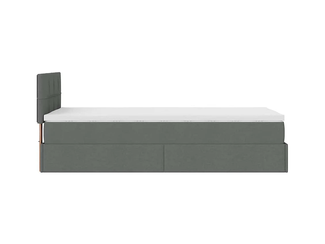 Cadre de lit ottoman avec matelas gris foncé 90x190 cm tissu