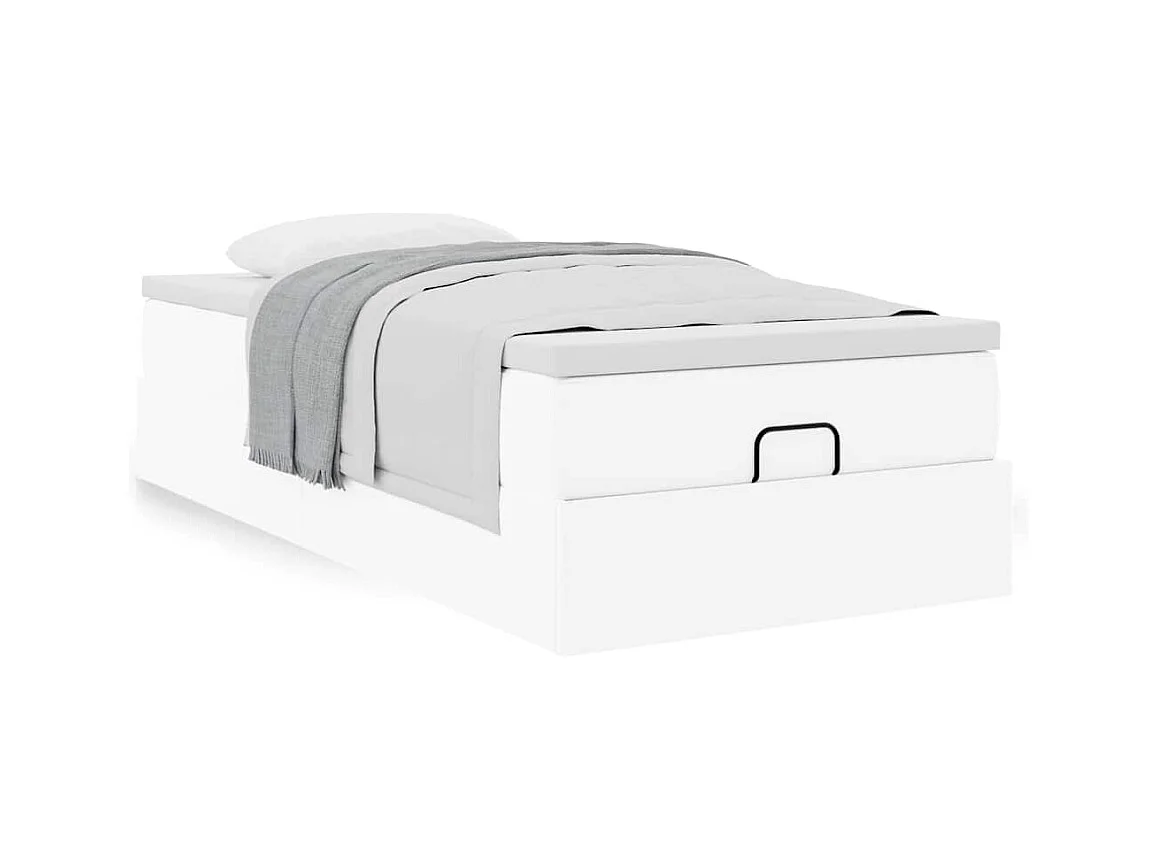 Cadre de lit ottoman avec matelas blanc 80x200 cm similicuir