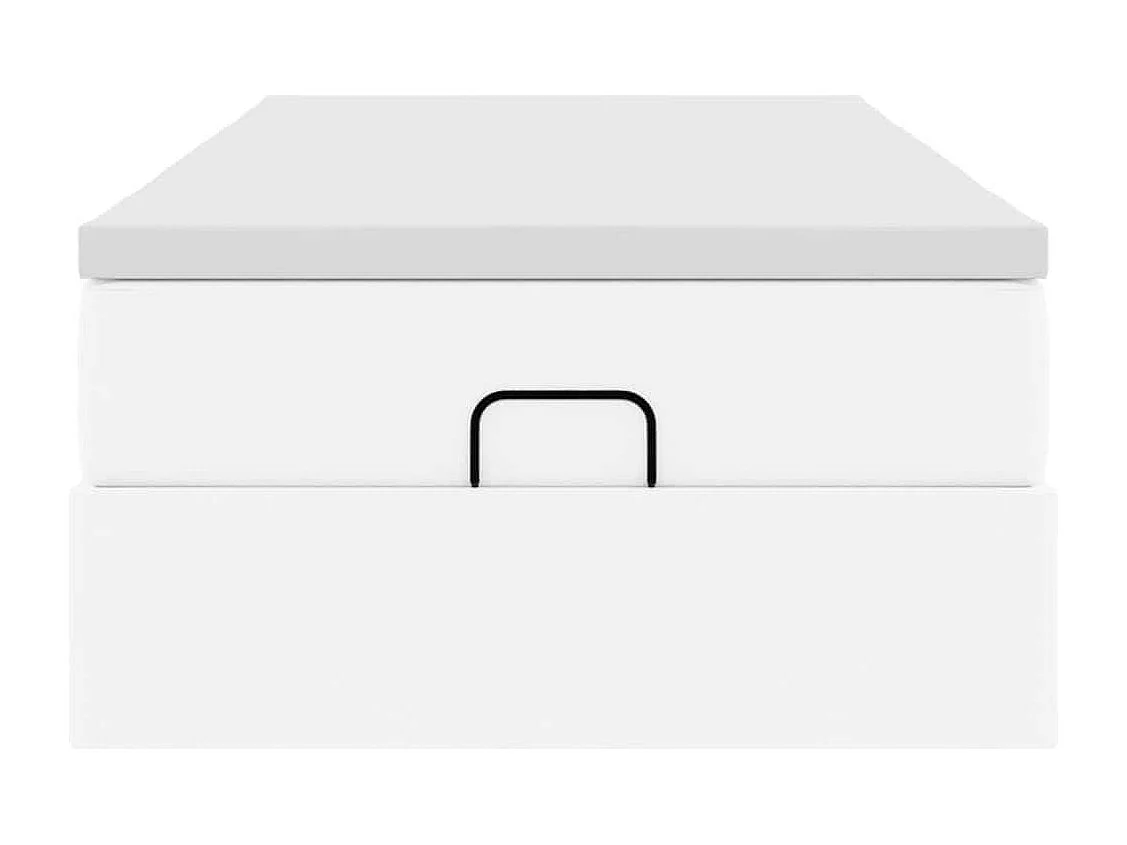 Estrutura de cama otomana com colchão branco couro falso