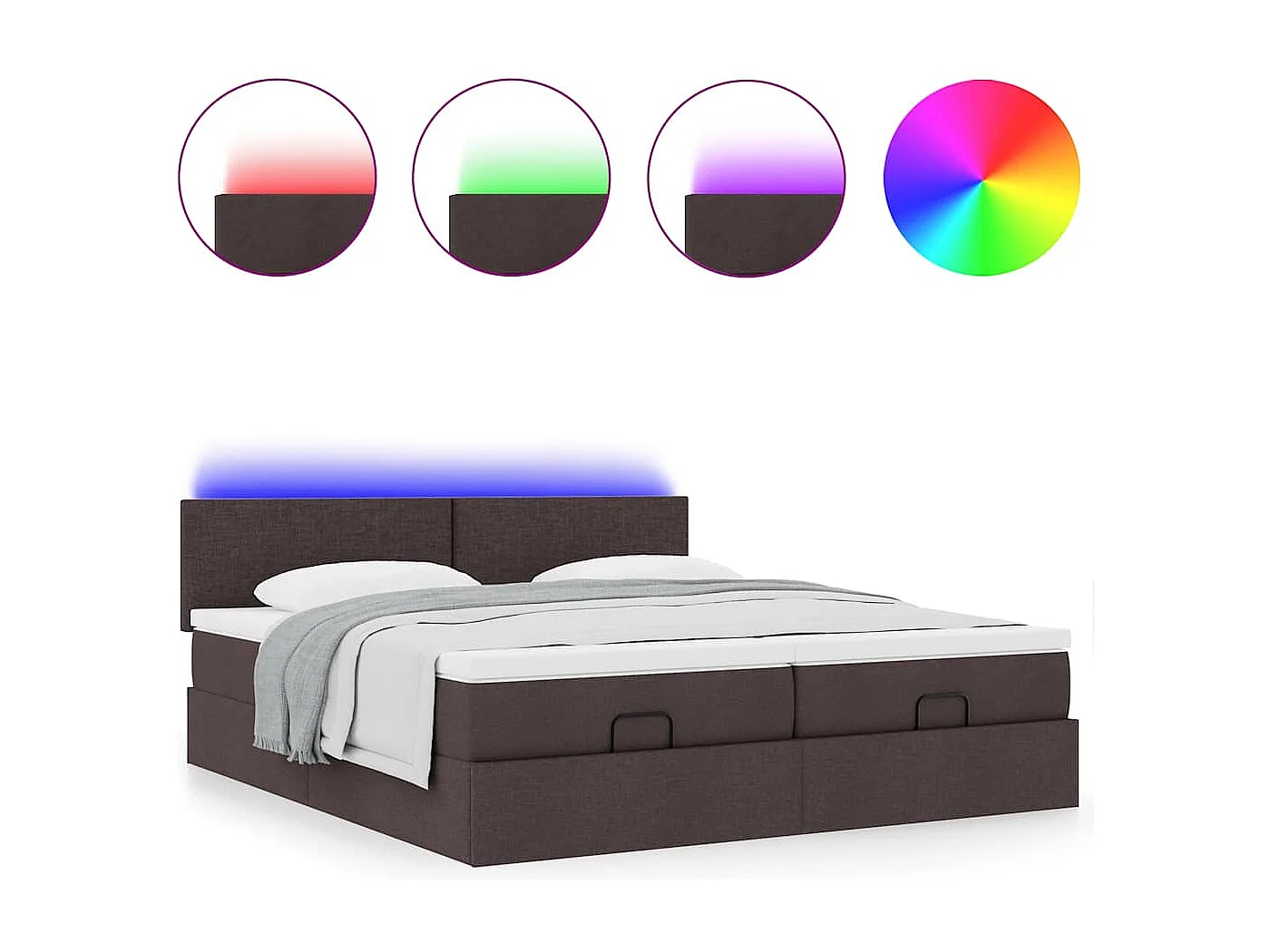 Cadre de lit ottoman avec matelas marron foncé 200x200 cm tissu