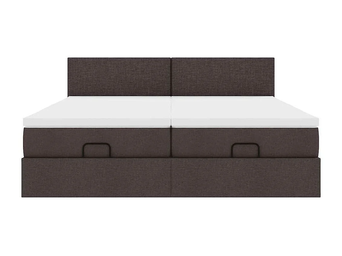 Cadre de lit ottoman avec matelas marron foncé 200x200 cm tissu
