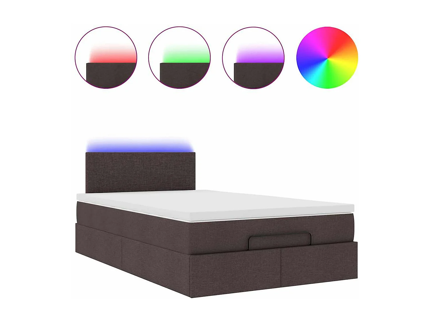 Cadre de lit ottoman avec matelas marron foncé 120x190 cm tissu