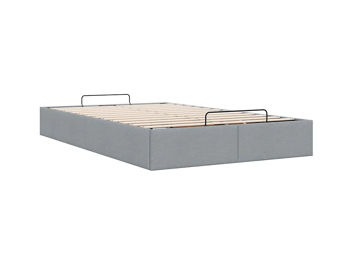 Cadre de lit ottoman sans matelas gris clair 120x200 cm tissu