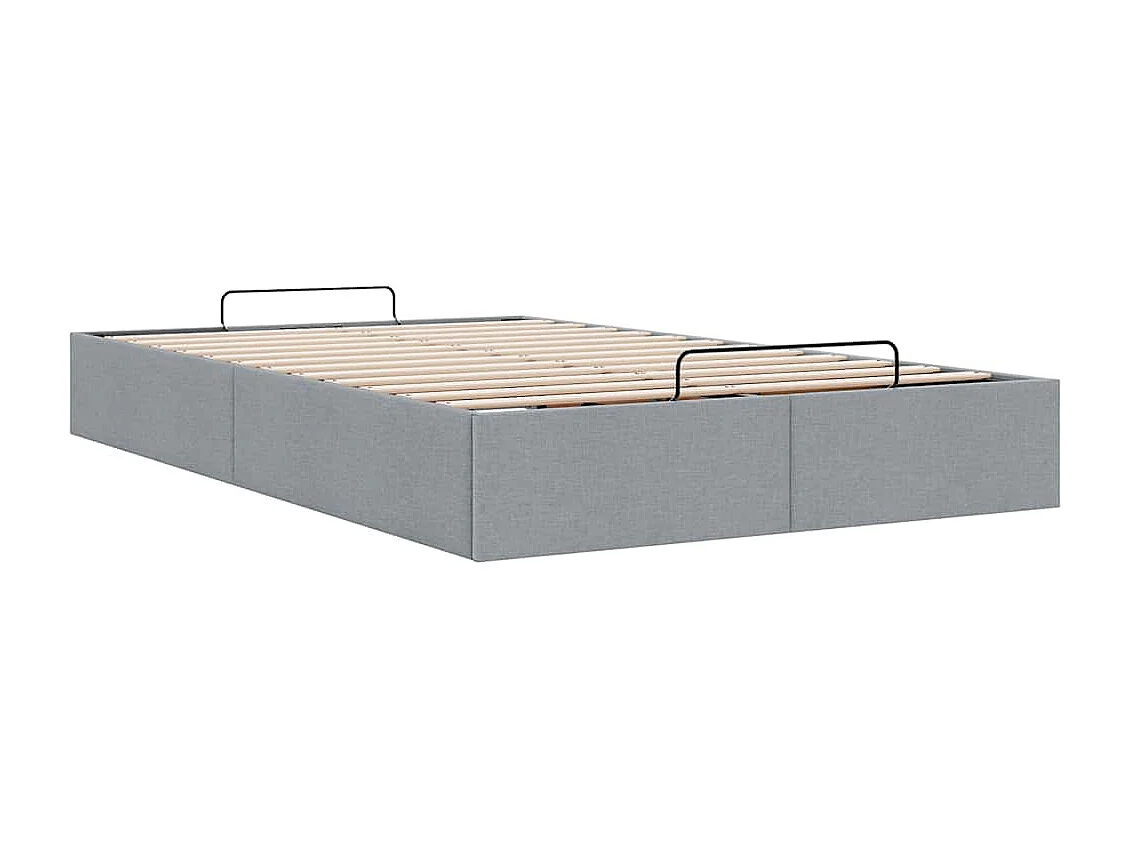 Cadre de lit ottoman sans matelas gris clair 120x200 cm tissu