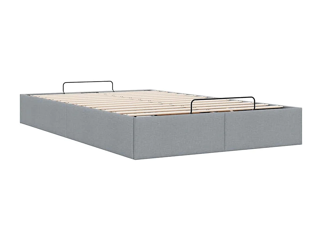 Cadre de lit ottoman sans matelas gris clair 120x200 cm tissu