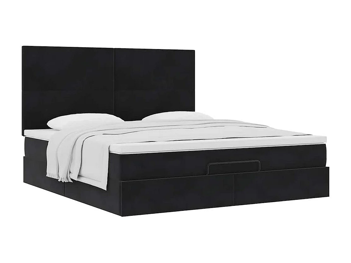 Ottoman bed met matrassen en LED's 180x200cm fluweel zwart