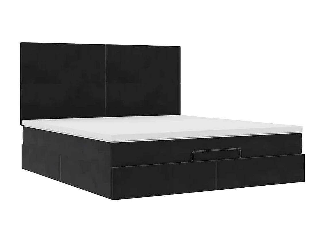 Ottoman bed met matrassen en LED's 180x200cm fluweel zwart