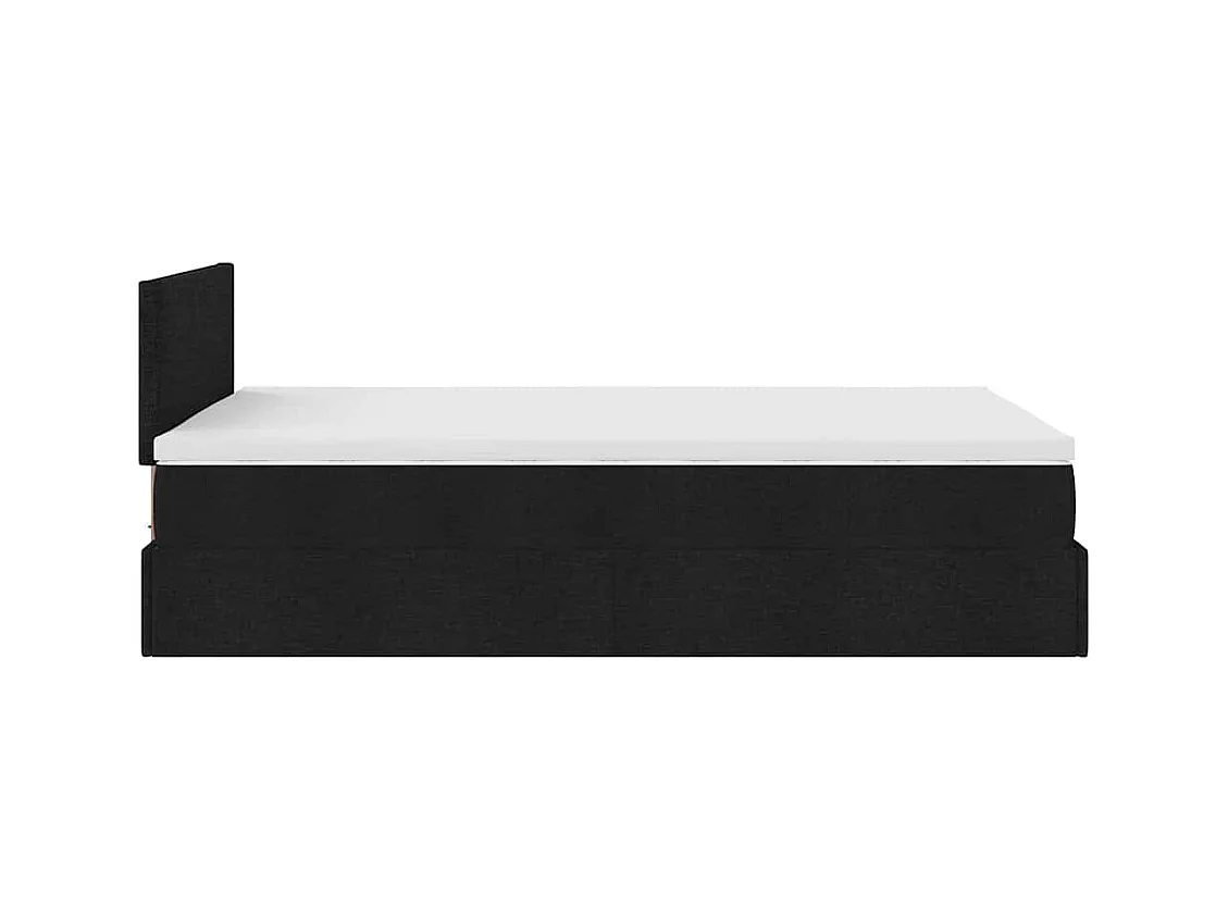 Cadre de lit ottoman avec matelas noir 120x200cm tissu