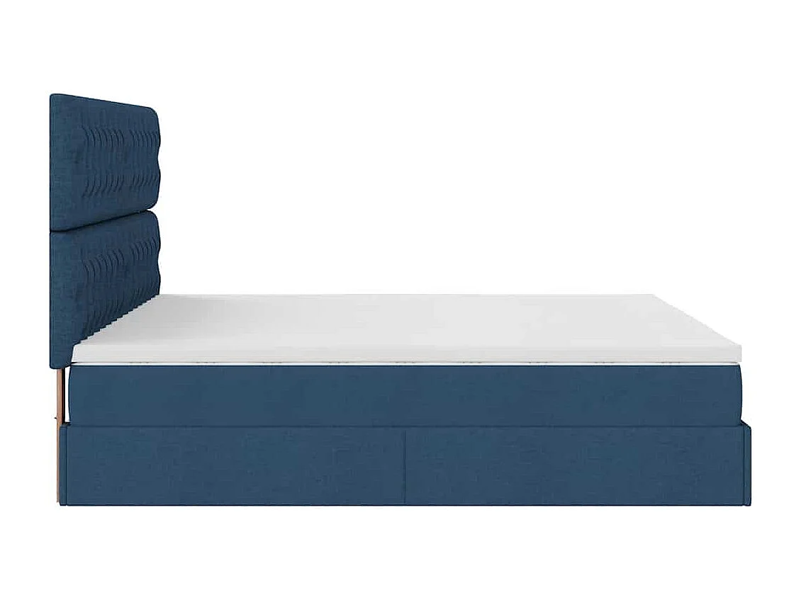 Estrutura de cama otomana com colchões 200x200cm tecido azul